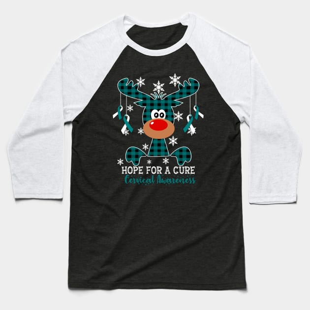 Reindeer Hope For A Cure Cervical Awareness Christmas Baseball T-Shirt by HomerNewbergereq